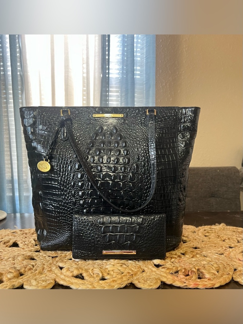 Brahmin Ezra Black Melbourne Tote with Matching Wallet